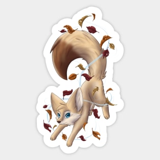 Autumn leaves fennec fox Sticker